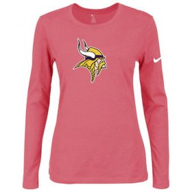 Wholesale Cheap Women\'s Nike Minnesota Vikings Of The City Long Sleeve Tri-Blend NFL T-Shirt Pink