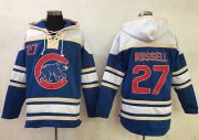 Wholesale Cheap Cubs #27 Addison Russell Blue Sawyer Hooded Sweatshirt MLB Hoodie