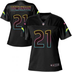 Wholesale Cheap Nike Chargers #21 LaDainian Tomlinson Black Women\'s NFL Fashion Game Jersey