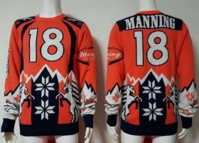 Wholesale Cheap Nike Broncos #18 Peyton Manning Orange/Navy Blue Men\'s Ugly Sweater