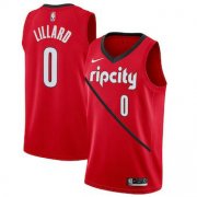 Wholesale Cheap Men's Portland Trail Blazers 0 Damian Lillard Nike Red 2018-19 Swingman Earned Edition Jersey