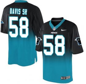 Wholesale Cheap Nike Panthers #58 Thomas Davis Sr Black/Blue Men\'s Stitched NFL Elite Fadeaway Fashion Jersey