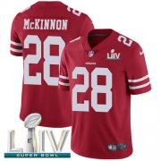 Wholesale Cheap Nike 49ers #28 Jerick McKinnon Red Super Bowl LIV 2020 Team Color Men's Stitched NFL Vapor Untouchable Limited Jersey