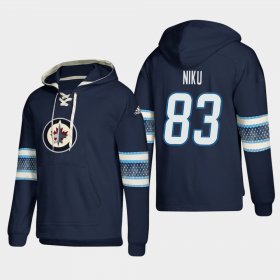 Wholesale Cheap Winnipeg Jets #83 Sami Niku Blue adidas Lace-Up Pullover Hoodie