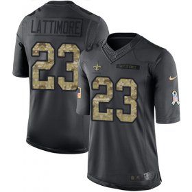 Wholesale Cheap Nike Saints #23 Marshon Lattimore Black Men\'s Stitched NFL Limited 2016 Salute To Service Jersey