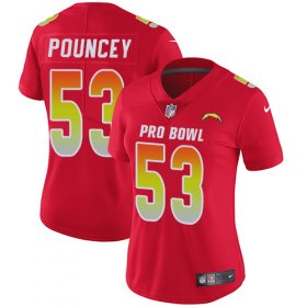 Wholesale Cheap Nike Chargers #53 Mike Pouncey Red Women\'s Stitched NFL Limited AFC 2019 Pro Bowl Jersey