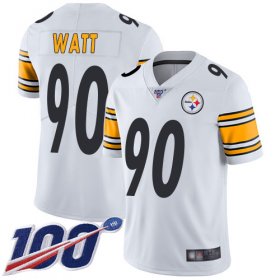 Wholesale Cheap Nike Steelers #90 T. J. Watt White Men\'s Stitched NFL 100th Season Vapor Limited Jersey