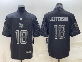 Wholesale Cheap Men\'s Minnesota Vikings #18 Justin Jefferson Black Reflective Limited Stitched Football Jersey