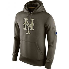 Wholesale Cheap Men\'s New York Mets Nike Olive Salute To Service KO Performance Hoodie