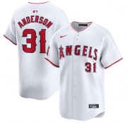 Cheap Men's Los Angeles Angels #31 Tyler Anderson White Home Limited Baseball Stitched Jersey