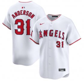 Cheap Men\'s Los Angeles Angels #31 Tyler Anderson White Home Limited Baseball Stitched Jersey