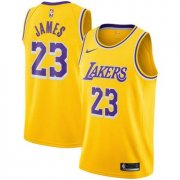 Wholesale Cheap Men's Nike Los Angeles Lakers #23 LeBron James Purple Number Yellow Stitched NBA Jersey