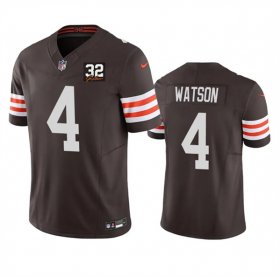 Wholesale Cheap Men\'s Cleveland Browns #4 Deshaun Watson Brown 2023 F.U.S.E. With Jim Brown Memorial Patch Vapor Untouchable Limited Football Stitched Jersey