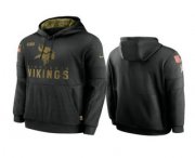 Wholesale Cheap Men's Minnesota Vikings Black 2020 Salute to Service Sideline Performance Pullover Hoodie