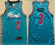 Wholesale Cheap Men's Miami Heat #3 Dwyane Wade Light Blue 2019 City Edition AU Swingman ALL Stitched NBA Jersey