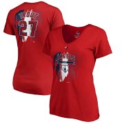 Wholesale Cheap Los Angeles Angels #27 Mike Trout Majestic Women's 2019 Spring Training Name & Number V-Neck T-Shirt Red
