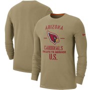 Wholesale Cheap Men's Arizona Cardinals Nike Tan 2019 Salute to Service Sideline Performance Long Sleeve Shirt