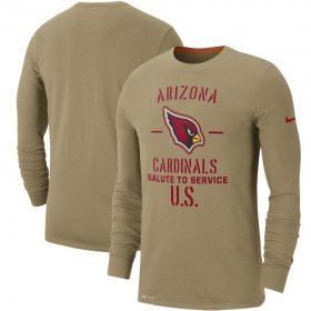 Wholesale Cheap Men\'s Arizona Cardinals Nike Tan 2019 Salute to Service Sideline Performance Long Sleeve Shirt