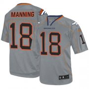 Wholesale Cheap Nike Broncos #18 Peyton Manning Lights Out Grey Men's Stitched NFL Elite Jersey