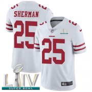 Wholesale Cheap Nike 49ers #25 Richard Sherman White Super Bowl LIV 2020 Youth Stitched NFL Vapor Untouchable Limited Jersey