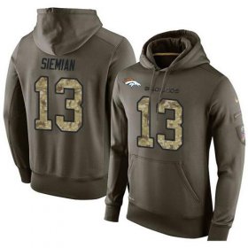 Wholesale Cheap NFL Men\'s Nike Denver Broncos #13 Trevor Siemian Stitched Green Olive Salute To Service KO Performance Hoodie