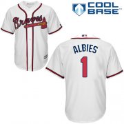 Wholesale Cheap Braves #1 Ozzie Albies White New Cool Base Stitched MLB Jersey