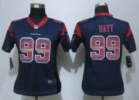 Wholesale Cheap Nike Texans #99 J.J. Watt Navy Blue Team Color Women\'s Stitched NFL Elite Strobe Jersey
