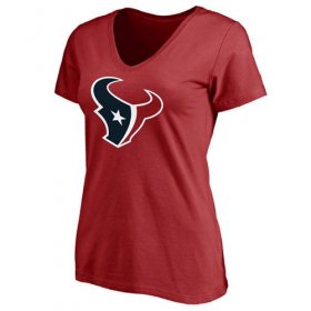 Wholesale Cheap Women\'s Houston Texans Pro Line Primary Team Logo Slim Fit T-Shirt Red