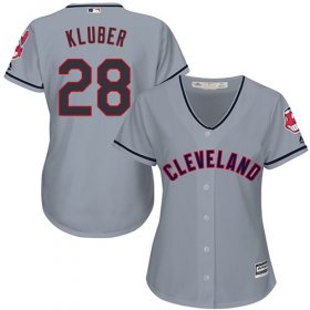 Wholesale Cheap Indians #28 Corey Kluber Grey Women\'s Road Stitched MLB Jersey