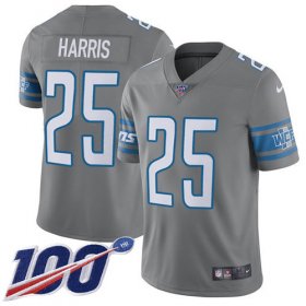 Wholesale Cheap Nike Lions #25 Will Harris Gray Men\'s Stitched NFL Limited Rush 100th Season Jersey