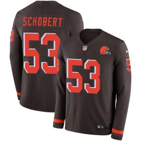 Wholesale Cheap Nike Browns #53 Joe Schobert Brown Team Color Men\'s Stitched NFL Limited Therma Long Sleeve Jersey