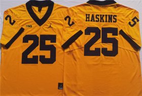 Cheap Men\'s Michigan Wolverines #25 HASKINS Yellow Stitched Jersey