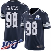 Wholesale Cheap Nike Cowboys #98 Tyrone Crawford Navy Blue Team Color Men's Stitched With Established In 1960 Patch NFL 100th Season Vapor Untouchable Limited Jersey