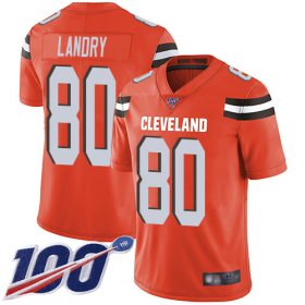 Wholesale Cheap Nike Browns #80 Jarvis Landry Orange Alternate Men\'s Stitched NFL 100th Season Vapor Limited Jersey