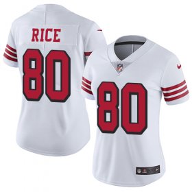 Wholesale Cheap Nike 49ers #80 Jerry Rice White Rush Women\'s Stitched NFL Vapor Untouchable Limited Jersey