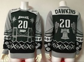 Wholesale Cheap Nike Eagles #20 Brian Dawkins Green/Grey Men\'s Ugly Sweater