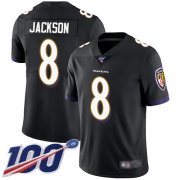 Wholesale Cheap Nike Ravens #8 Lamar Jackson Black Alternate Men's Stitched NFL 100th Season Vapor Limited Jersey