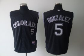 Wholesale Cheap Rockies #5 Carlos Gonzalez Black Vest Style Stitched MLB Jersey