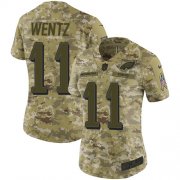 Wholesale Cheap Nike Eagles #11 Carson Wentz Camo Women's Stitched NFL Limited 2018 Salute to Service Jersey