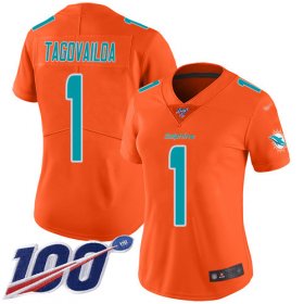 Wholesale Cheap Nike Dolphins #1 Tua Tagovailoa Orange Women\'s Stitched NFL Limited Inverted Legend 100th Season Jersey