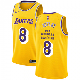 Wholesale Cheap Men\'s Los Angeles Lakers #8 Kobe Bryant Yellow R.I.P Signature Swingman Jerseys
