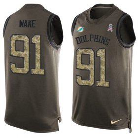 Wholesale Cheap Nike Dolphins #91 Cameron Wake Green Men\'s Stitched NFL Limited Salute To Service Tank Top Jersey