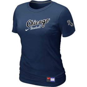 Wholesale Cheap Women\'s Chicago White Sox Nike Away Practice MLB T-Shirt Midnight Blue