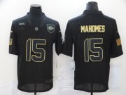 Wholesale Cheap Men's Kansas City Chiefs #15 Patrick Mahomes Black 2020 Salute To Service Stitched NFL Nike Limited Jersey