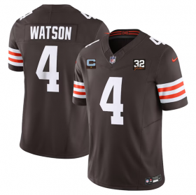 Wholesale Cheap Men\'s Cleveland Browns #4 Deshaun Watson Brown 2023 F.U.S.E. With 1-Star C Patch And Jim Brown Memorial Patch Vapor Untouchable Limited Football Stitched Jersey