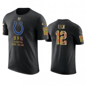 Wholesale Cheap Colts #12 Andrew Luck Black Men\'s Black History Month T-Shirt