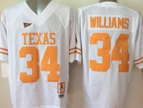 Wholesale Cheap Men\'s Texas Longhorns #34 Ricky Williams White Throwback NCAA Football Jersey