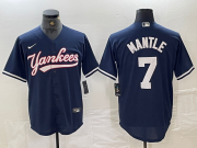 Cheap Men's New York Yankees #7 Mickey Mantle Navy Cool Base Stitched Baseball Jersey