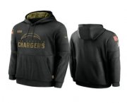 Wholesale Cheap Men's Los Angeles Chargers Black 2020 Salute to Service Sideline Performance Pullover Hoodie