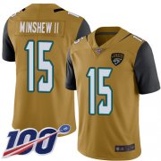 Wholesale Cheap Nike Jaguars #15 Gardner Minshew II Gold Men's Stitched NFL Limited Rush 100th Season Jersey